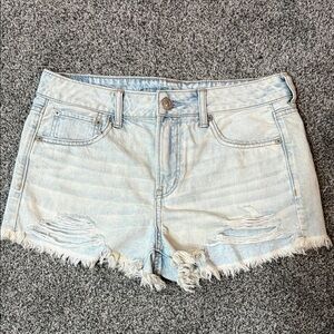 American Eagle Light Blue Distressed Women Shorts